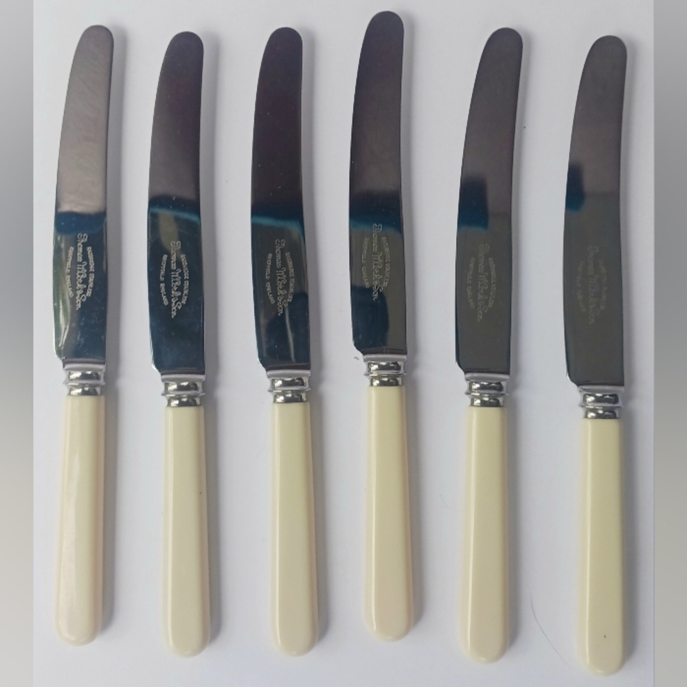 6 Sheffield Razoredge Stainless Thomas W Cork & Sons Knives Butter Knife Vintage